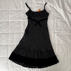 Intuitions Black Mesh Velvet Trim Y2K Dress Size 2